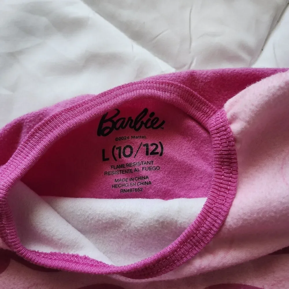 Barbie Pink Fleece Long Sleeve Girl's Size L 10/12
